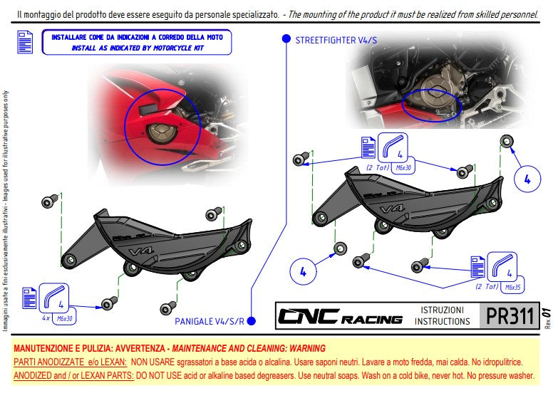 Protector de luz de aluminio cubierta de protección Pramac Racing Edición Limitada CNC Racing Ducati Panigale V4/S (2025) PR311BPR 
