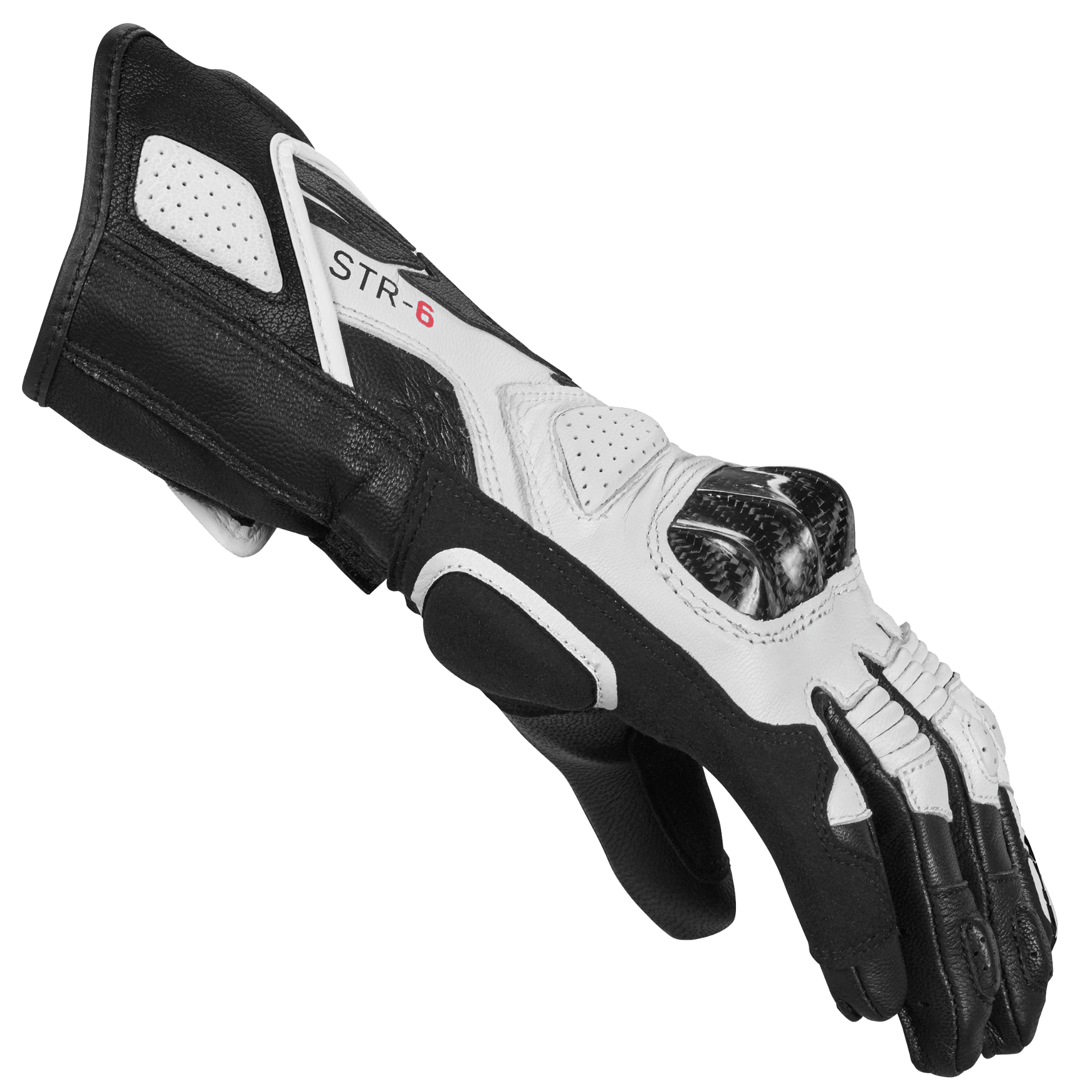 Guantes de cuero para moto Spidi STR-6 Sport | Mujer | Negro/Blanco | A222011 