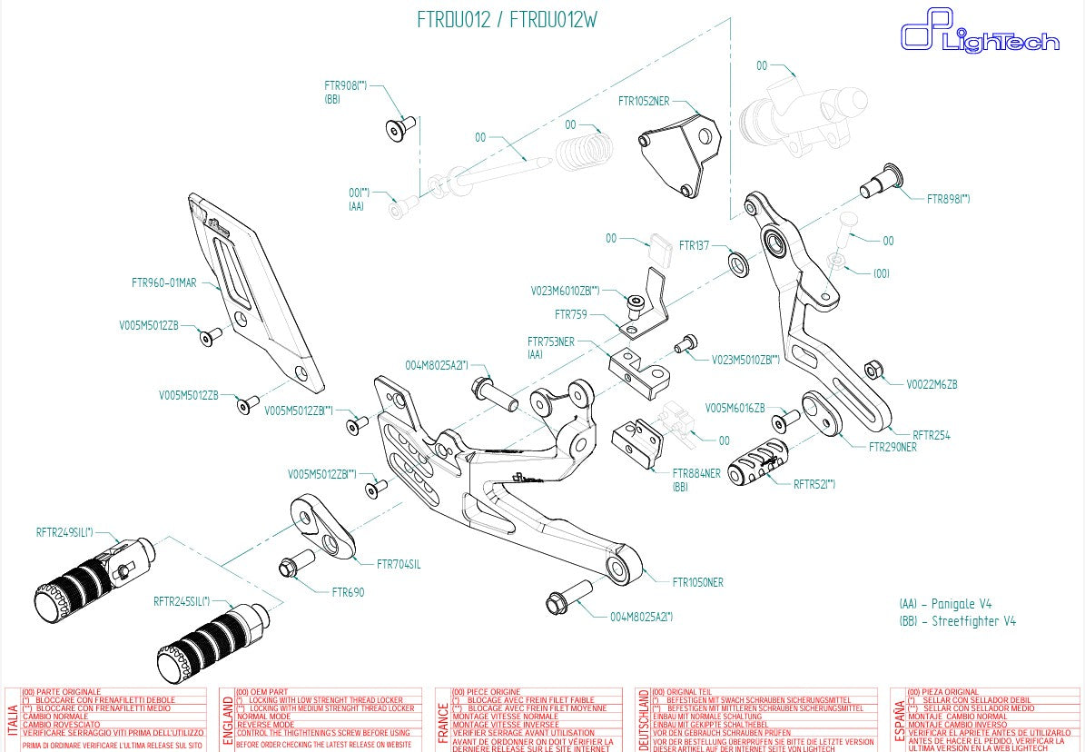 Sistema de frenos LighTech Ducati Panigale V4/S/R (18-24) FTRDU012/W 