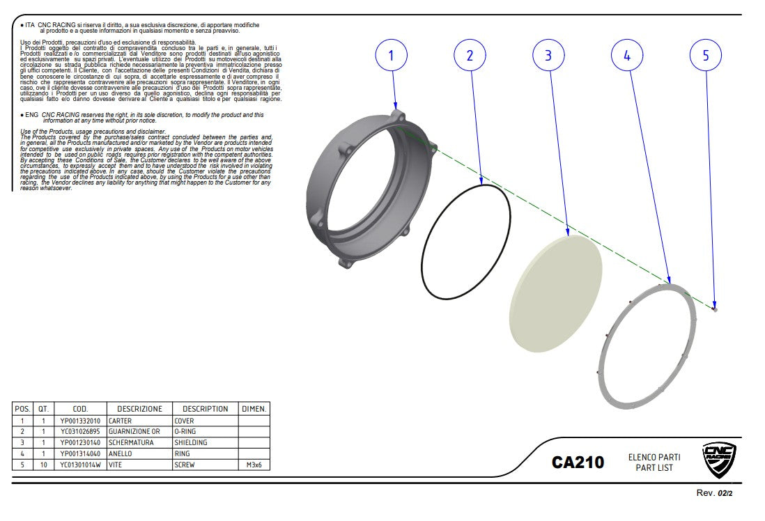 Cubierta de embrague transparente CNC Racing Ducati Panigale V4/S (2025) CA210S 