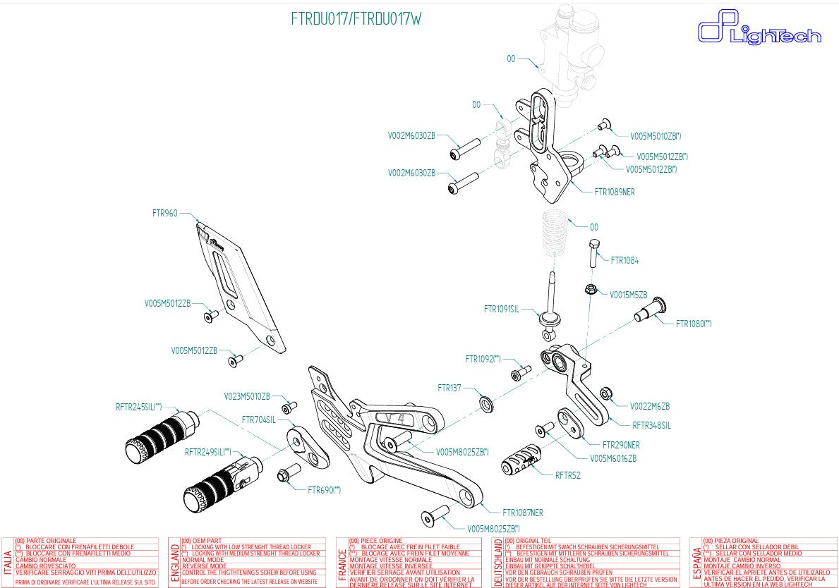 Sistema de frenos LighTech Ducati Panigale V4/S (2025) FTRDU017/W 