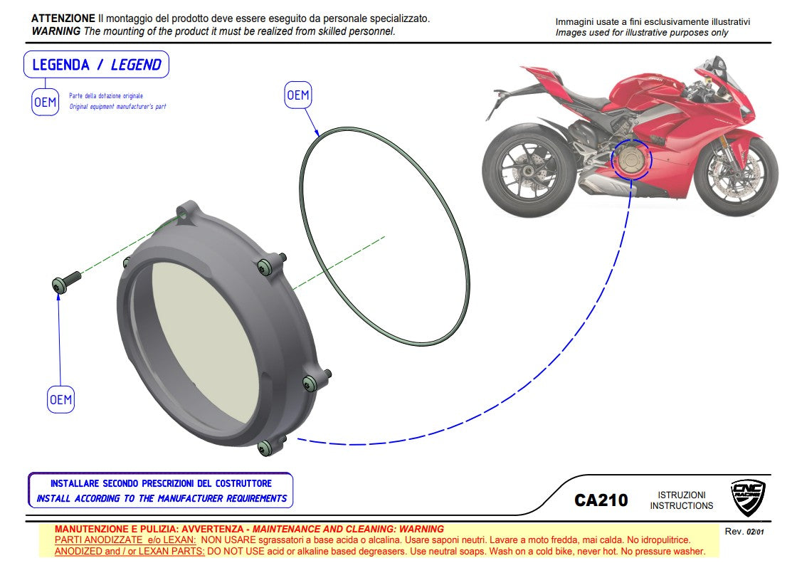 Tapa de embrague transparente Troy Bayliss Edición Limitada CNC Racing Ducati Panigale V4/S (2025) CA210TB 