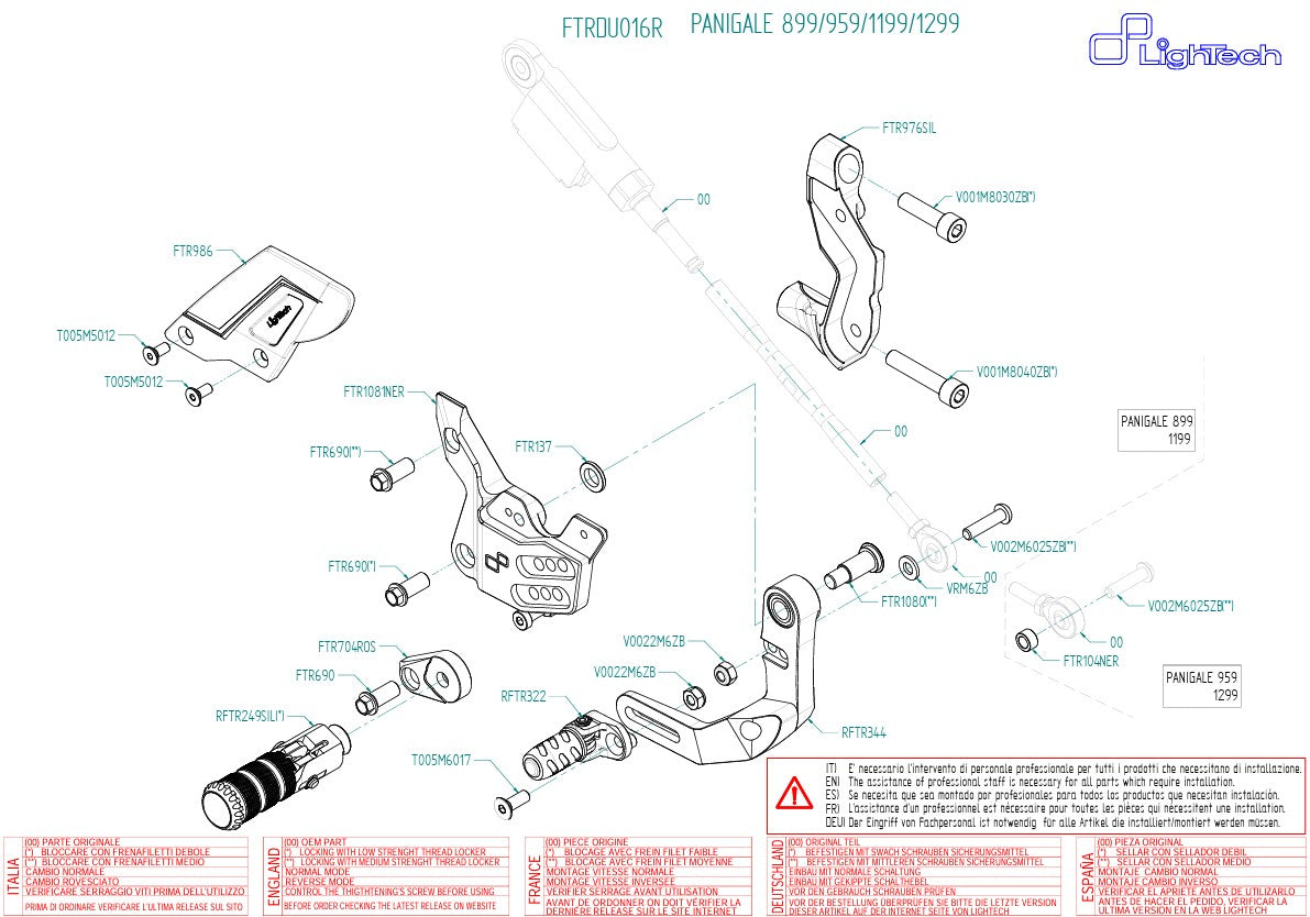 Sistema de frenos R LighTech con cambio inverso Ducati Panigale 899 (13-16) FTRDU016R 