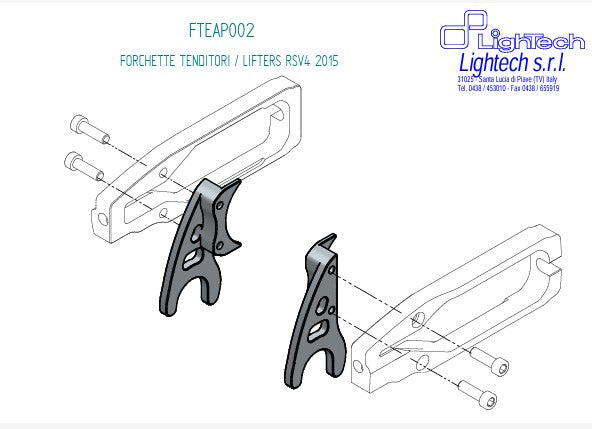 Soportes para tensores de cadena LighTech TEAP003 Aprilia RSV4/RR/RF/1100 Factory (15-20) FTEAP002SIL 