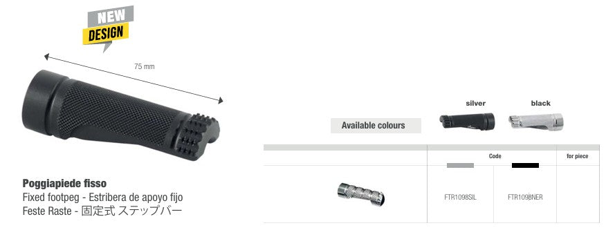 LighTech Repuesto de estribo fijo 75 mm – Plata/Negro | FTR1098 