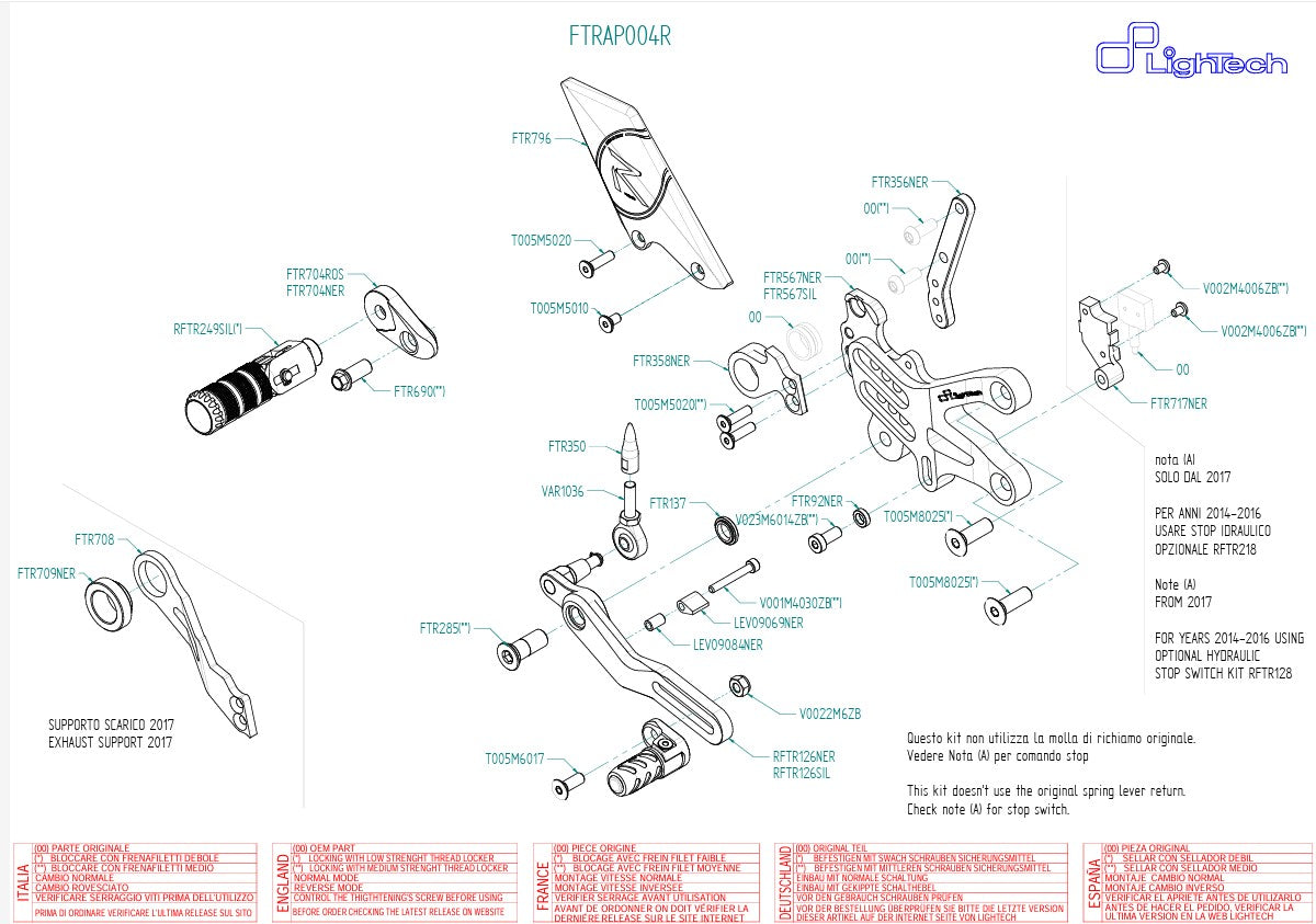 Sistema de frenos R LighTech Aprilia RSV4/Factory/R/RR/RF (09-16) FTRAP004R 