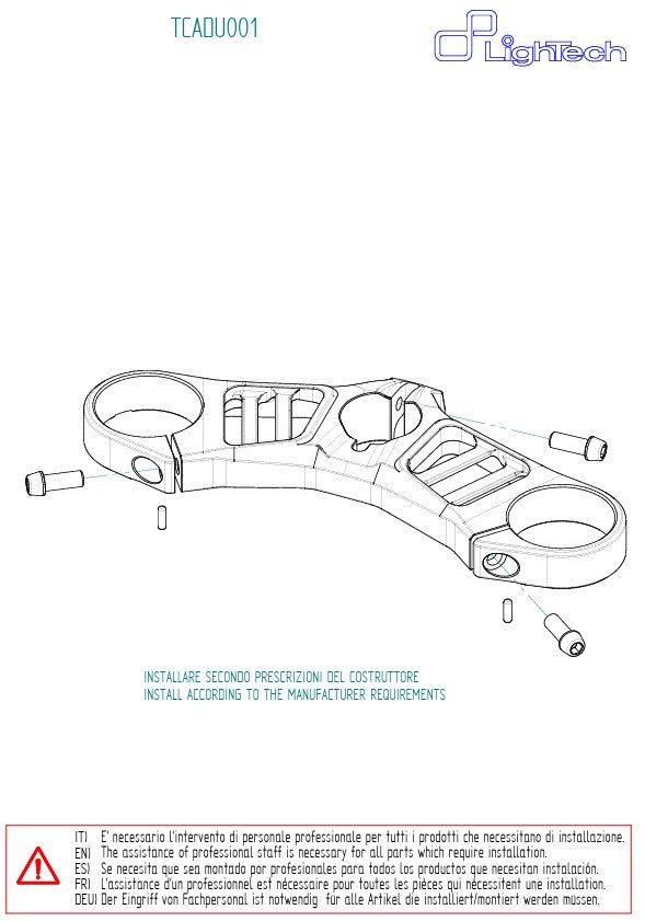 Puente de horquilla (SUPERIOR) LighTech Ducati Panigale V4/S/R (18-24) TCADU001NER 