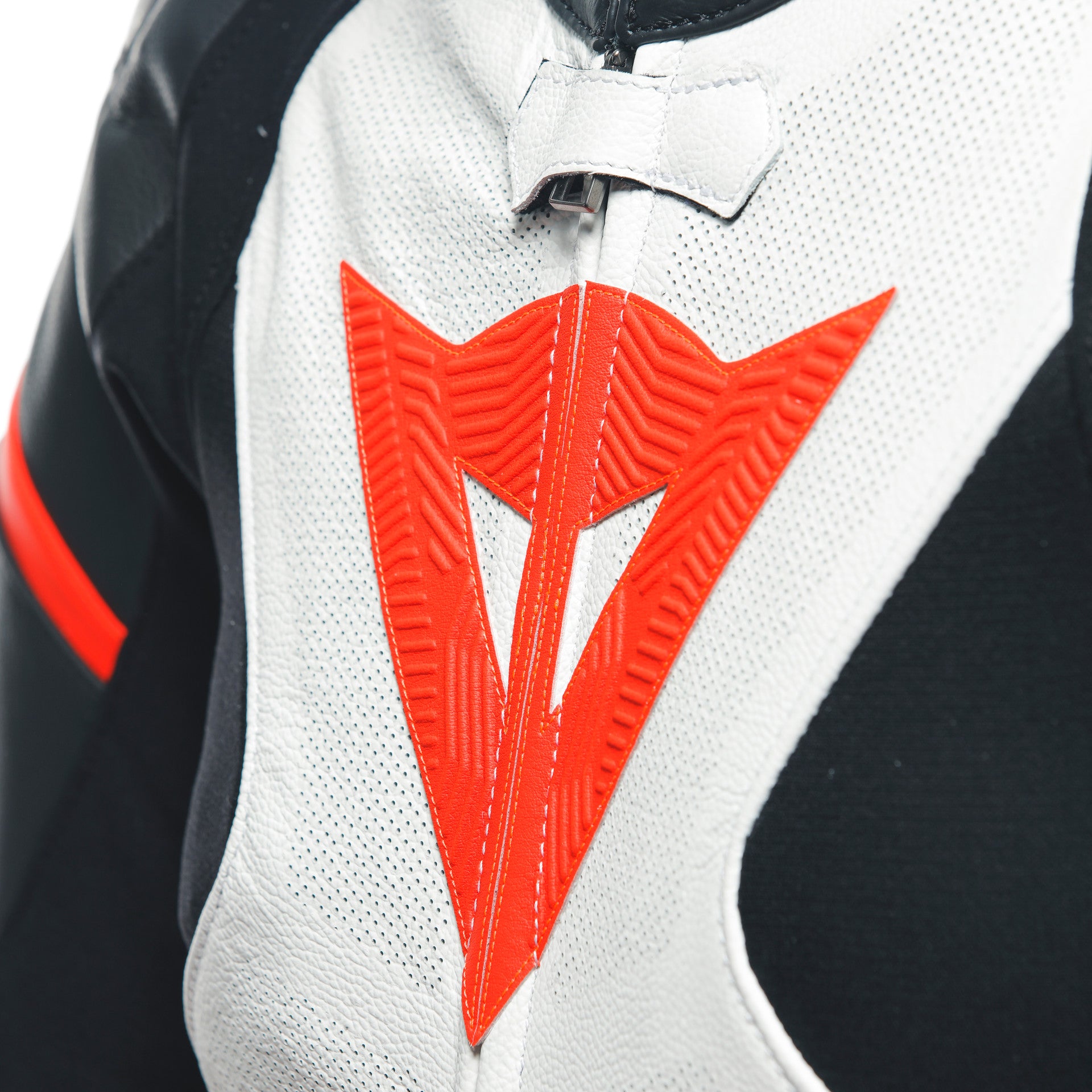 Dainese Grobnik Lady Mono de cuero – Traje de carrera perforado | Mujeres | Blanco/Rojo 