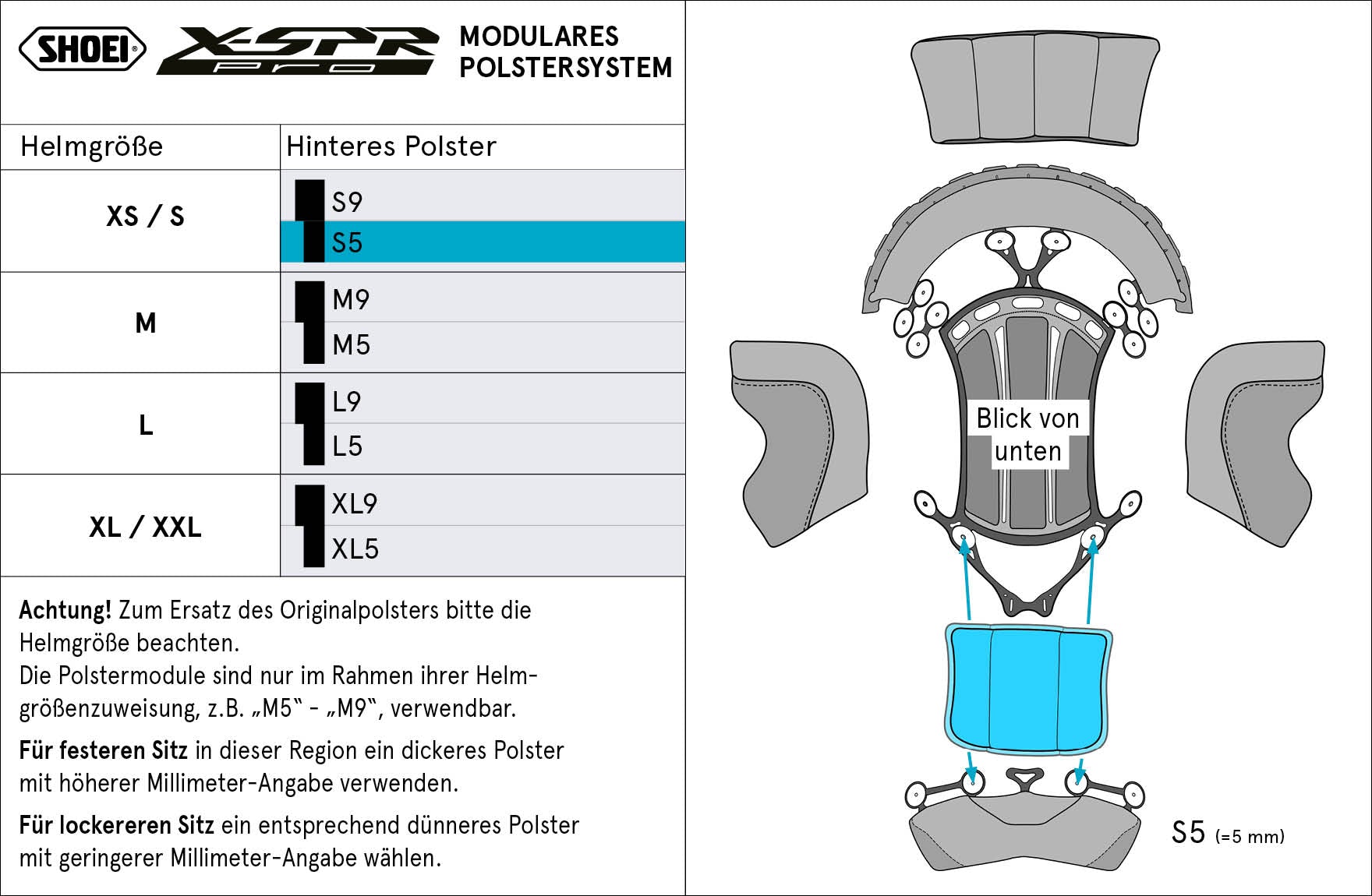 Shoei almohadilla de cabeza trasera S5 (XPRO) Tipo-P para X-SPR PRO 