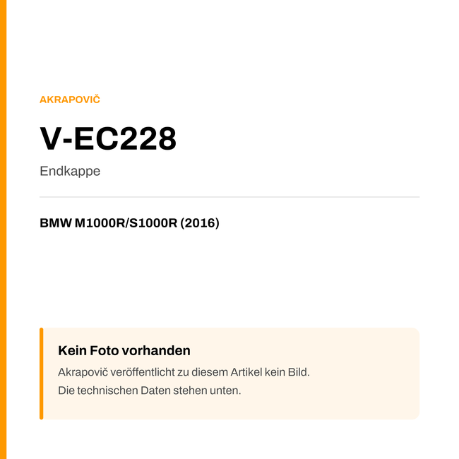 Akrapovic Endkappe BMW M1000R / S1000R (16-16) V-EC228 — Platzhalter, kein Herstellerfoto verfügbar