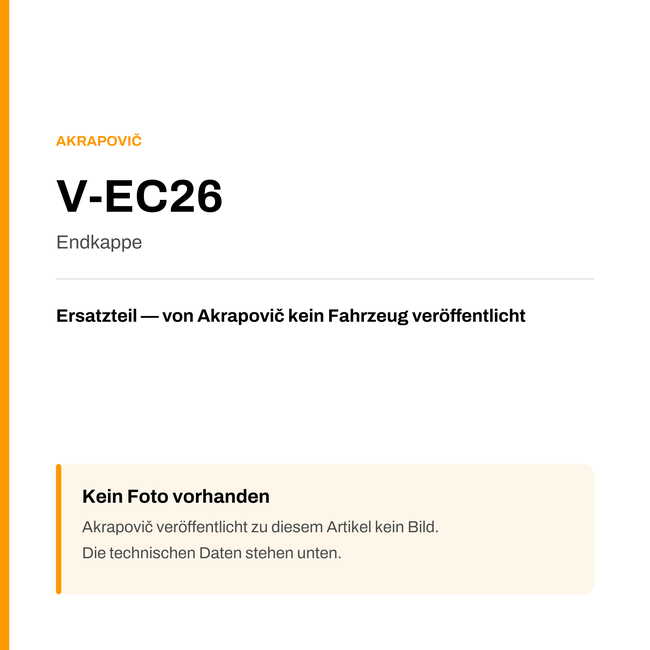 Akrapovic Endkappe V-EC26 — Platzhalter, kein Herstellerfoto verfügbar