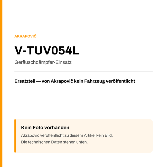 Akrapovic Geräuschdämpfer-Einsatz V-TUV054L — Platzhalter, kein Herstellerfoto verfügbar