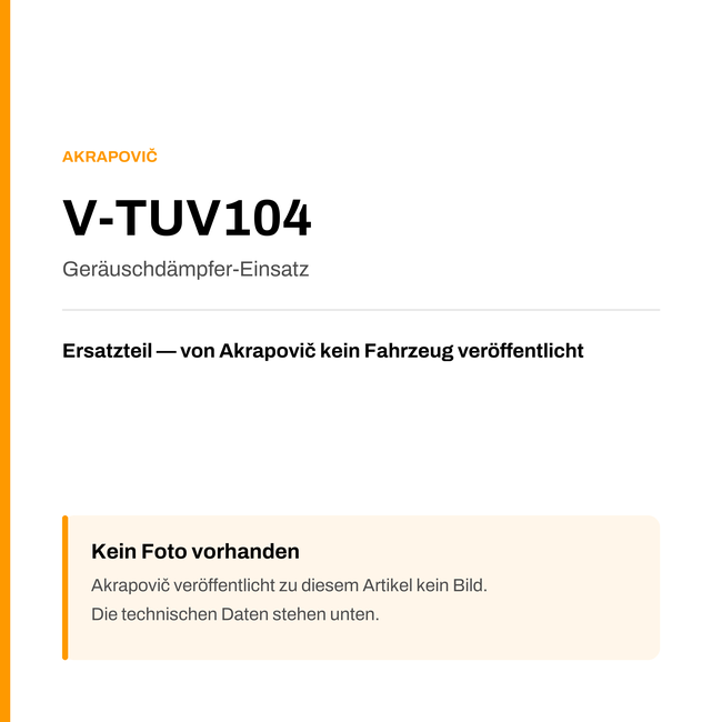 Akrapovic Geräuschdämpfer-Einsatz V-TUV104 — Platzhalter, kein Herstellerfoto verfügbar