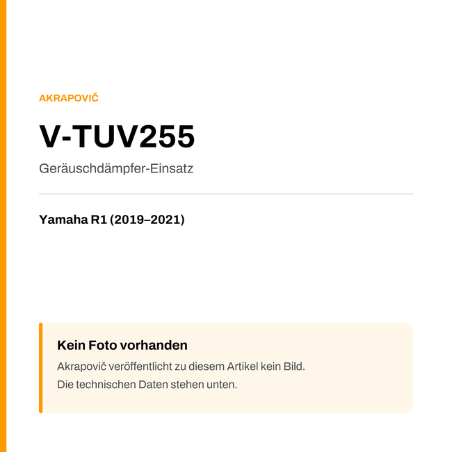 Akrapovic Geräuschdämpfer-Einsatz Yamaha R1 (19-21) V-TUV255 — Platzhalter, kein Herstellerfoto verfügbar