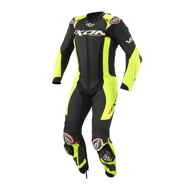 IXON Vortex 3 monoentrepieza Mono de cuero – Mono de carreras perforado | Hombre | Negro/Neón amarillo 