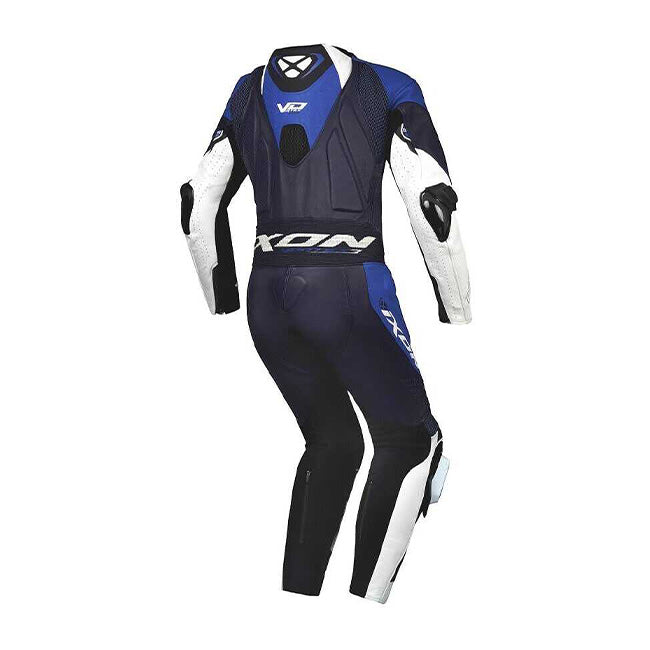 IXON Vortex 3 mono traje Mono de cuero – Mono de carreras perforado | Hombre | Blanco/Gris/Azul 