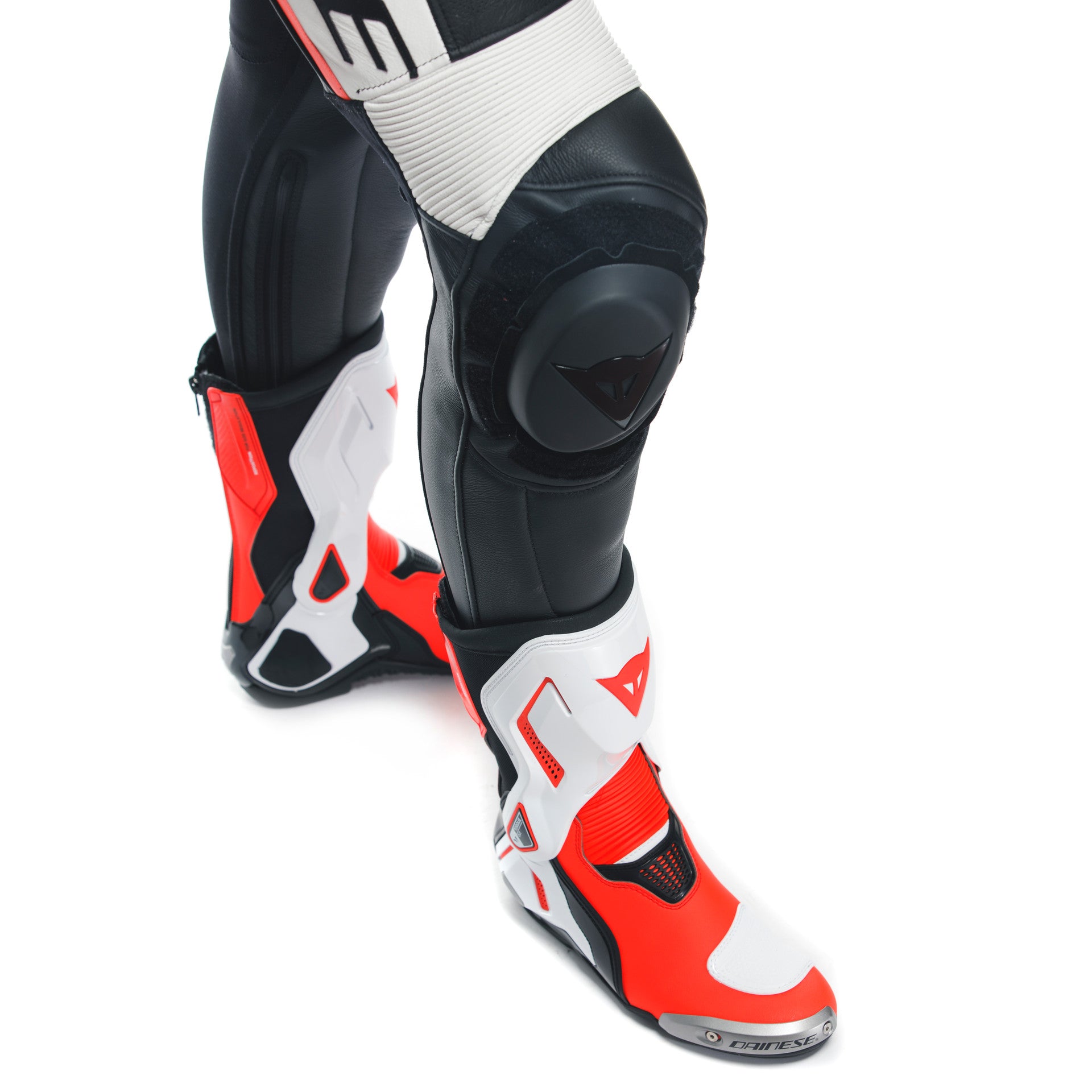 Dainese Grobnik Lady Mono de cuero – Traje de carrera perforado | Mujeres | Blanco/Rojo 
