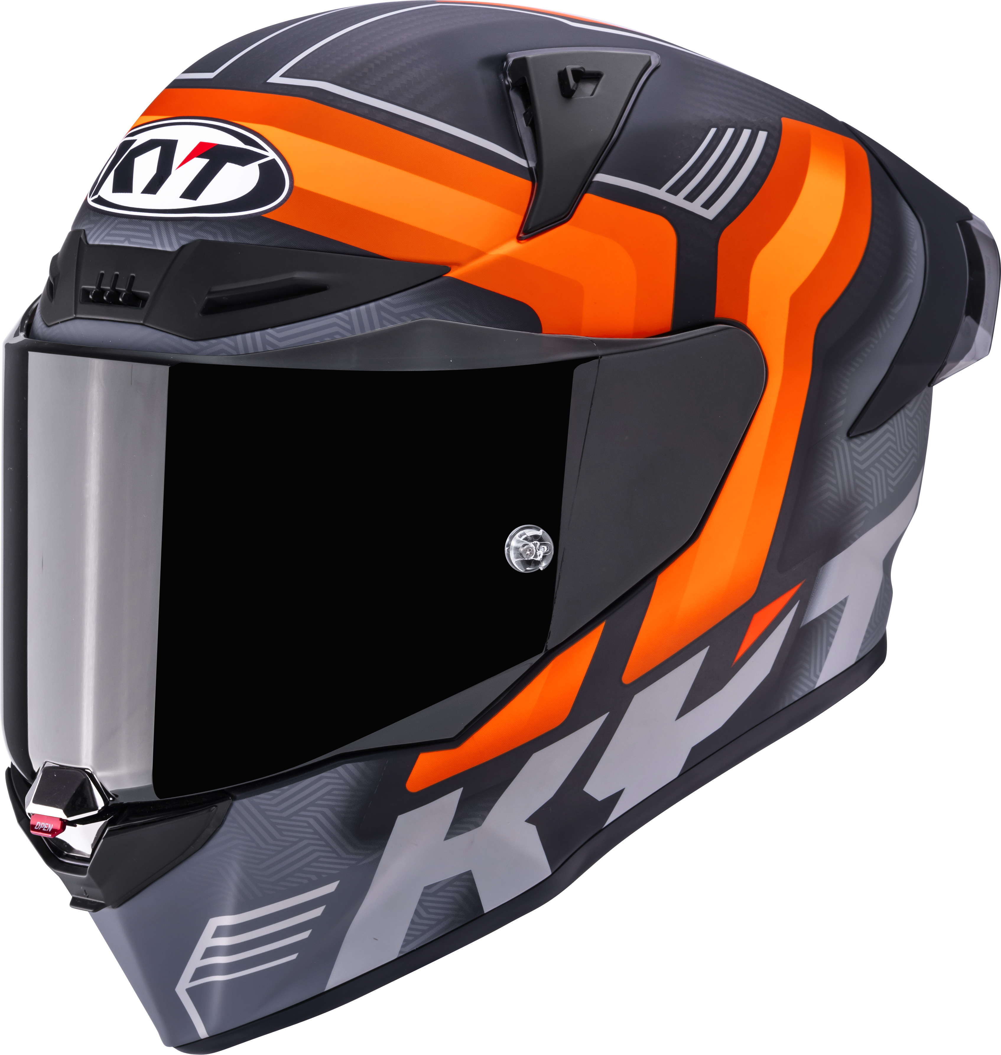 KYT R1R Casco de Carreras Carbono Acelerador Mate Naranja Y6R10001 
