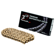 Cadena EK 525 Z/3D Oro/Oro QX2-Ring abierta con eslabón de remache – 110 - 120 eslabones 