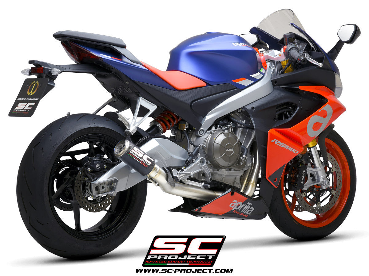 Sistema de escape completo de acero inoxidable SC-Project 2-1 CR-T para Aprilia RS 660 (20-25) 