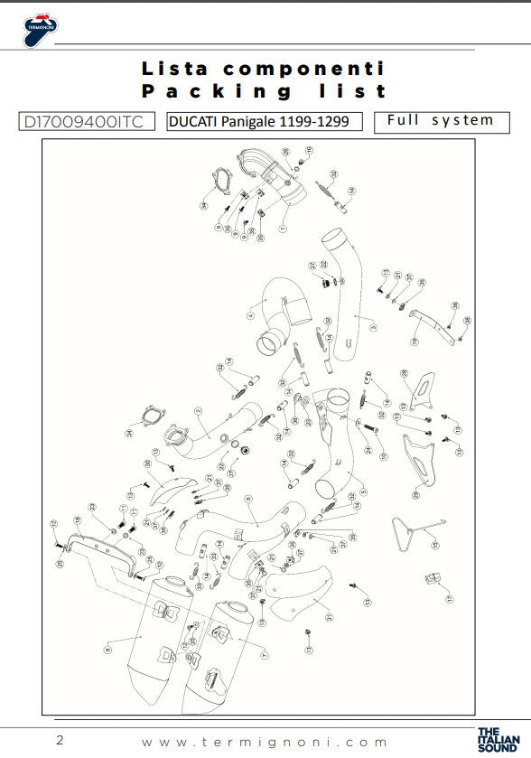 Sistema de escape completo Termignoni Force para Ducati Panigale 1199/R/S (12-17) D17009400ITC 