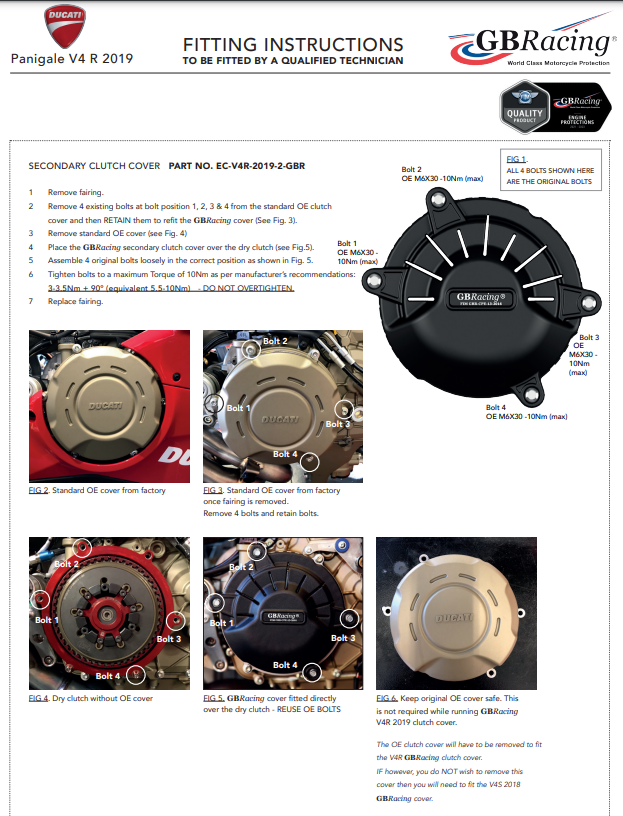 Cubierta de motor Protectores Juego completo GBRacing Ducati Panigale V4 R (19-21) 