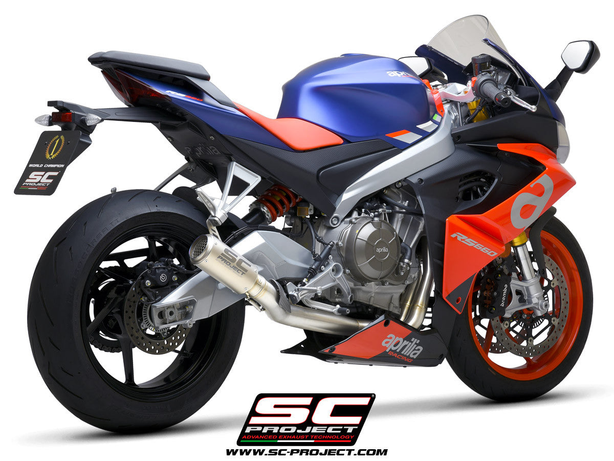 Sistema de escape completo de acero inoxidable SC-Project 2-1 CR-T para Aprilia RS 660 (20-25) 