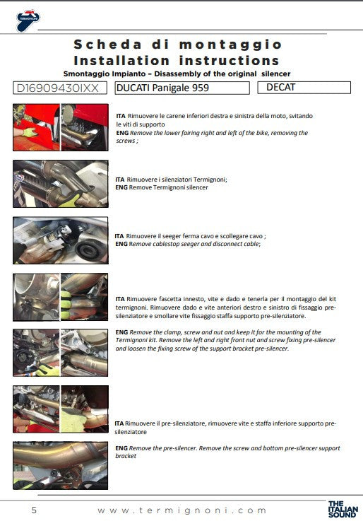 Termignoni tubo de reemplazo de catalizador Ducati Panigale 959 (16-19) D16909430IXX 