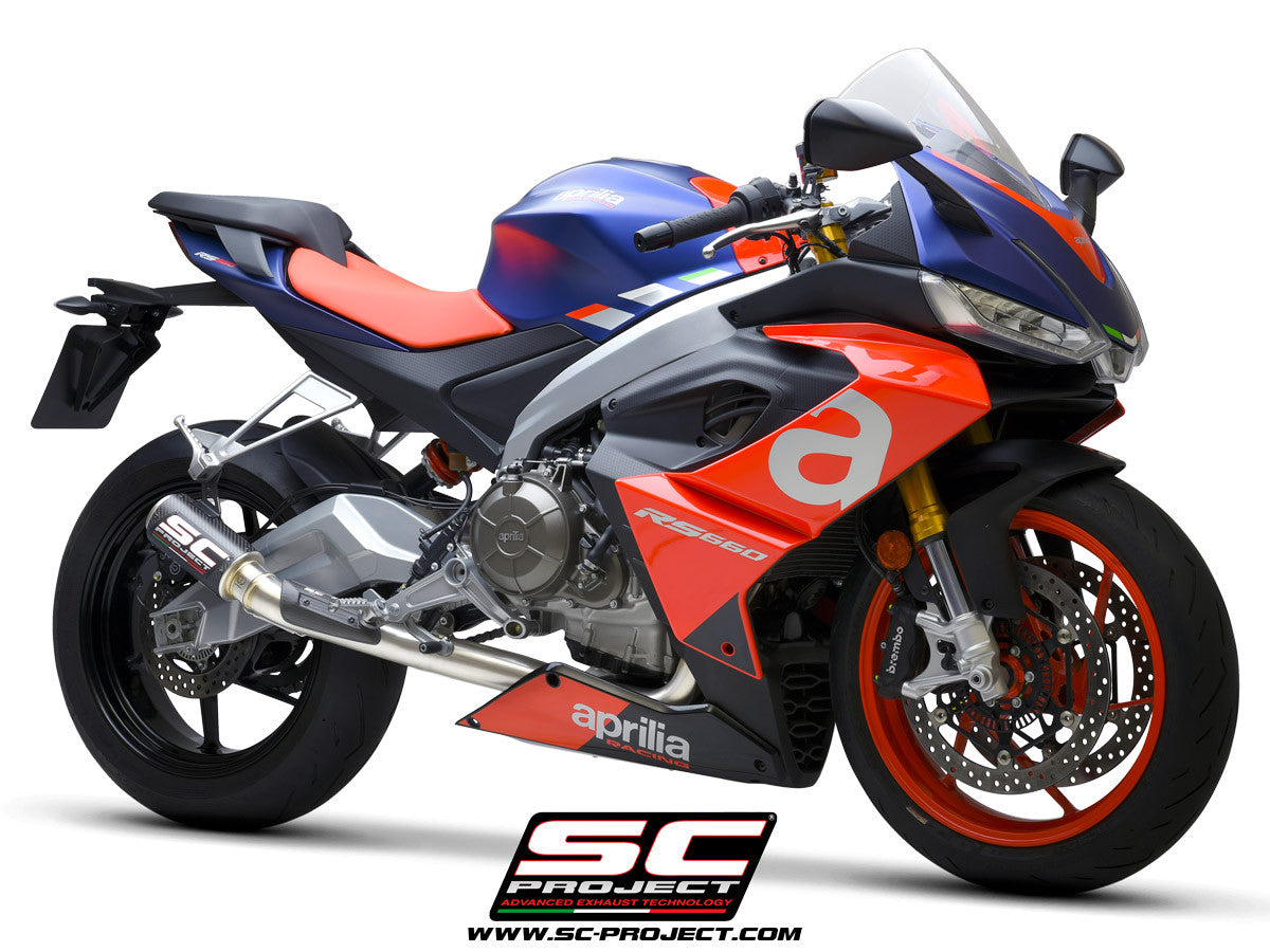 Sistema de escape completo de acero inoxidable SC-Project 2-1 CR-T para Aprilia RS 660 (20-25) 