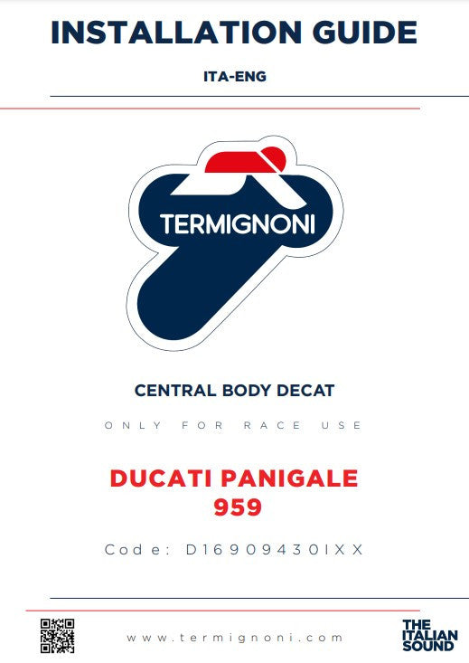 Termignoni tubo de reemplazo de catalizador Ducati Panigale 959 (16-19) D16909430IXX 