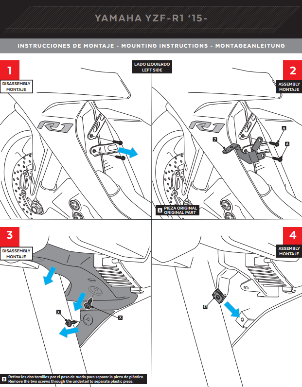 Alas Puig Spoiler Downforce Yamaha YZF-R1/M RN32 RN49 (15-19) 9766 
