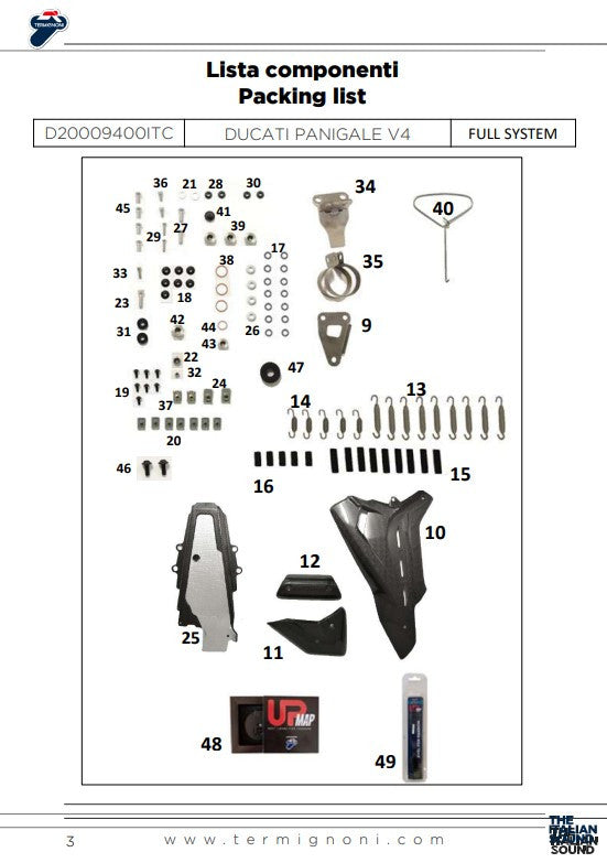 Sistema de escape completo de acero inoxidable Termignoni D200 RHT Ducati Panigale V4/S (18-24) D20009400ITC 
