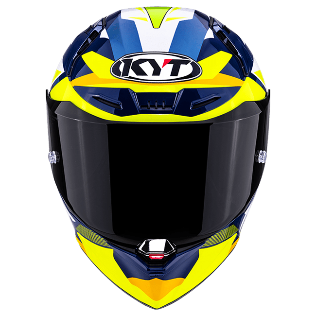 KYT R1R Casco de Carreras Carbono Diamante Azul / Amarillo Y6R10005 