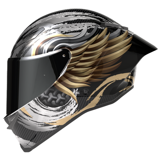 AGV Pista GP RR S Onore Carbon/Gold/Silber Integral-Rennhelm, Dreiviertelansicht von vorn