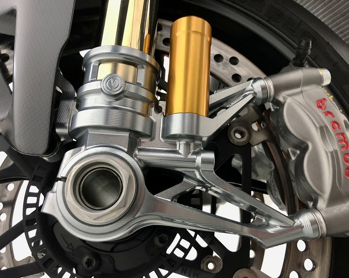 Juego de pie de horquilla CNC de 100 mm "GP Style" Motocorse Ducati Panigale V4/S/R (18-24) 