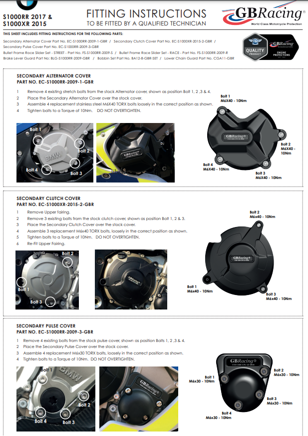 Protector de embrague cubierta de protección GBRacing BMW S1000RR K46 (17-18) 