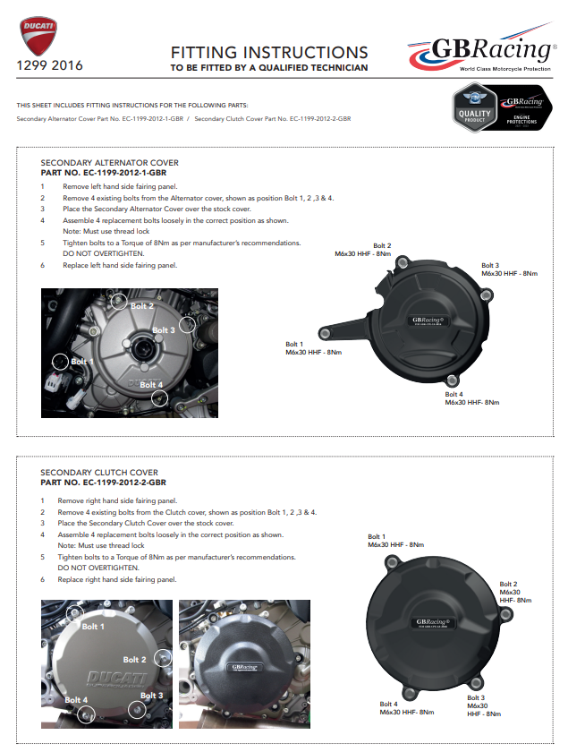 Cubierta de protección del generador GBRacing Ducati Panigale 1299/S (15-18) 