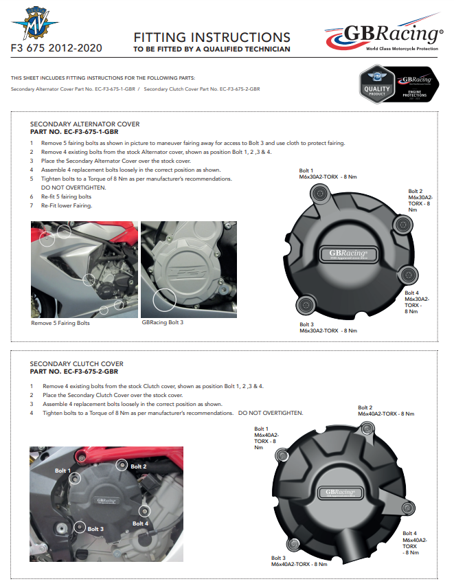 Cubierta protectora del protector de embrague GBRacing MV Agusta F3 675/800 (12-26) 
