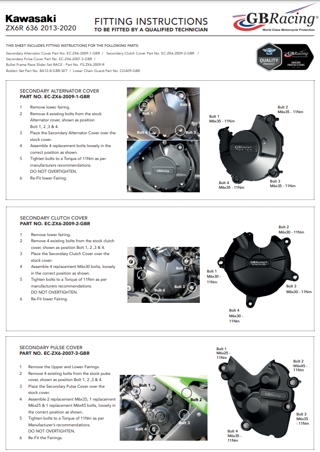 Cubierta protectora del protector de embrague GBRacing Kawasaki ZX-6R/636/RR (09-26) 