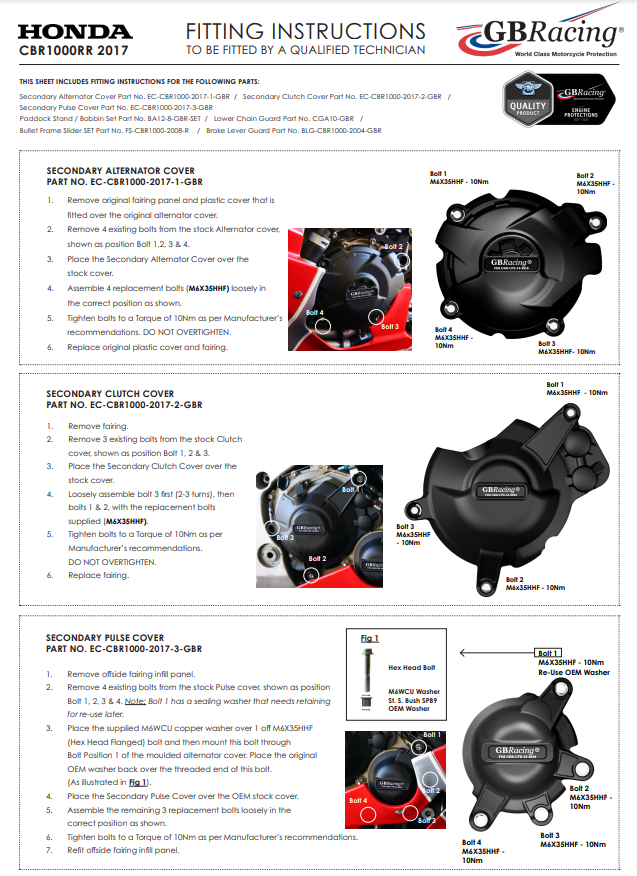 Protector de luz, cubierta de protección GBRacing para Honda CBR 1000 RR SC77 (17-19) 