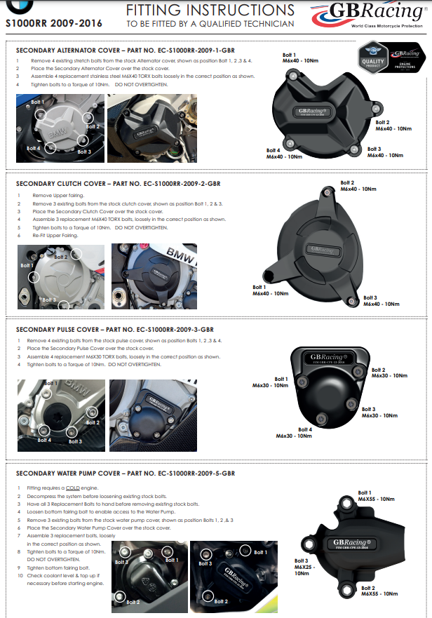 Protector de luz, cubierta de protección GBRacing para BMW S1000RR (09-18) 