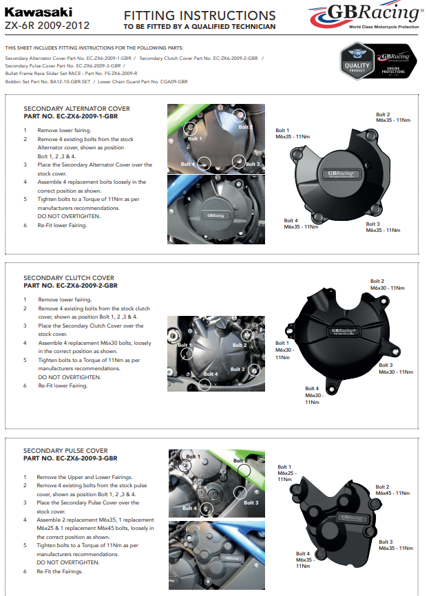Protector de embrague cubierta de protección GBRacing Kawasaki ZX-6R/636/RR (09-25) 
