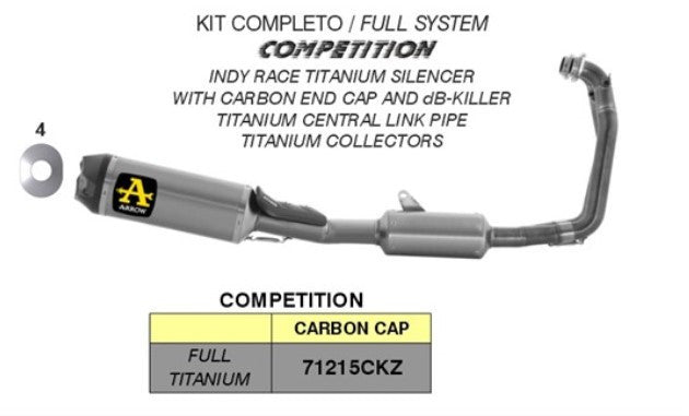 Sistema de escape completo Arrow Competition Titanium Aprilia RS 660 (20-25) 71215CKZ 