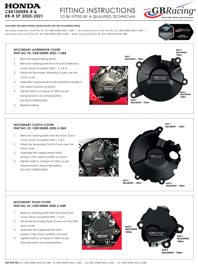 Protector de luz de la cubierta de protección GBRacing Honda CBR 1000 RR-R (20-25) 